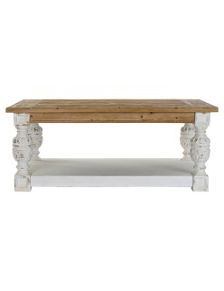 Mesa de apoio DKD Home Decor Abeto Alumínio Branco Marrom claro 120 x 70 x 50 cm Madeira MDF