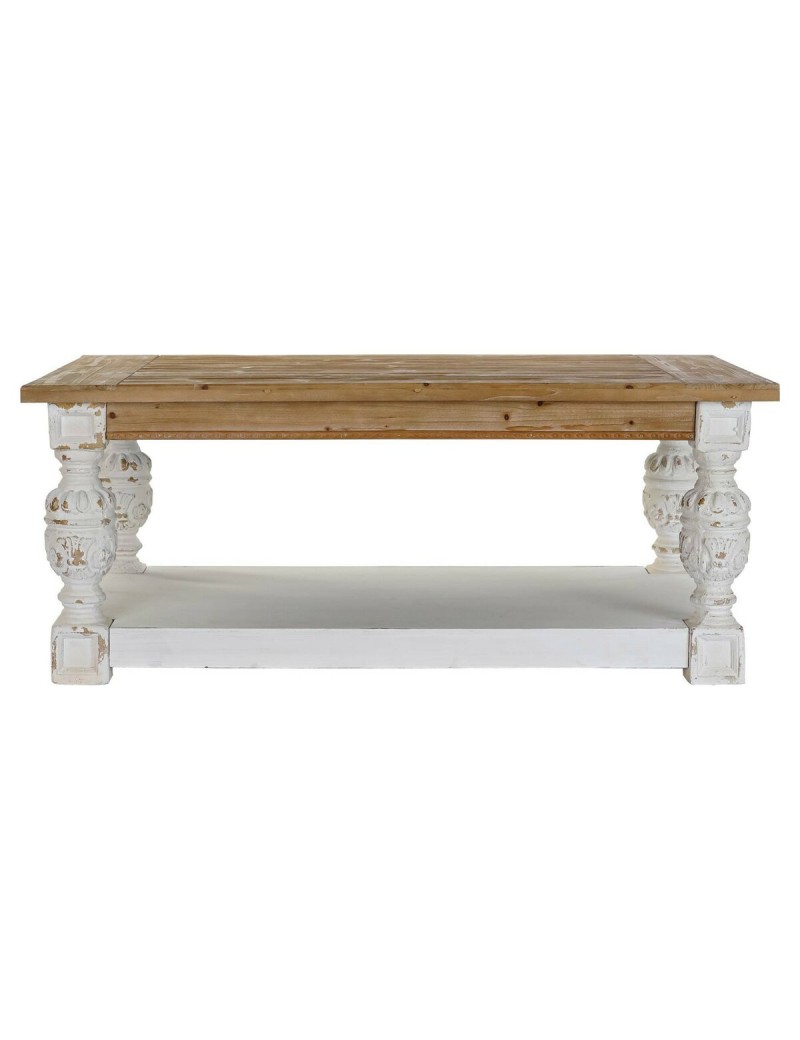 Mesa de apoio DKD Home Decor Abeto Alumínio Branco Marrom claro 120 x 70 x 50 cm Madeira MDF