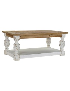 Mesa de apoio DKD Home Decor Abeto Alumínio Branco Marrom claro 120 x 70 x 50 cm Madeira MDF