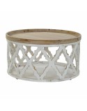 Mesa de apoio DKD Home Decor Branco Marrom claro Abeto Madeira MDF 81 x 81 x 43,5 cm