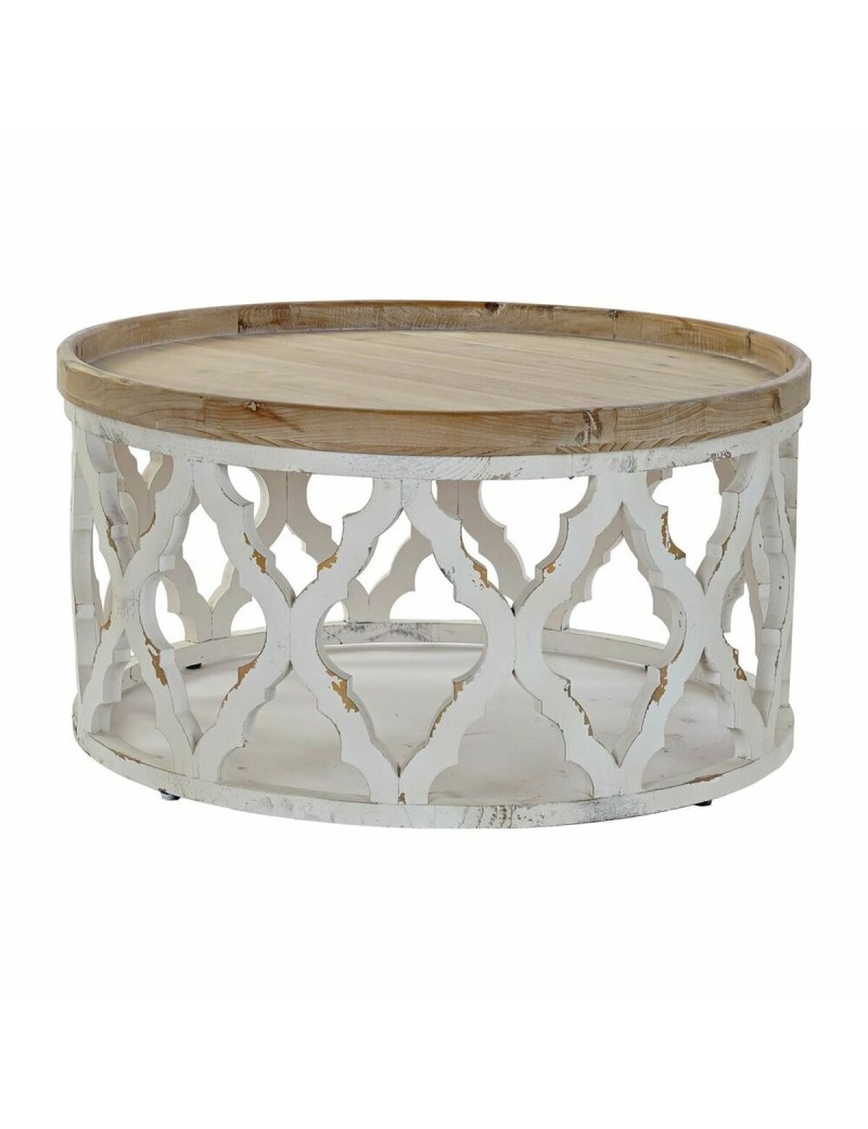Mesa de apoio DKD Home Decor Branco Marrom claro Abeto Madeira MDF 81 x 81 x 43,5 cm