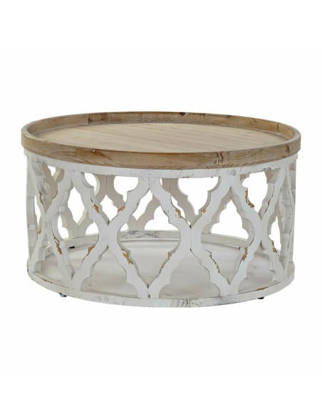 Mesa de apoio DKD Home Decor Branco Marrom claro Abeto Madeira MDF 81 x 81 x 43,5 cm Mesa de apoio DKD Home Decor Branco Marrom claro Abeto Madeira MDF 81 x 81 x 43,5 cm