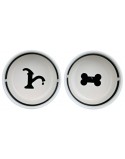 Comedouro para animais de estimação Trixie Duplo Tigela Branco Preto Cerâmico 0,6 L