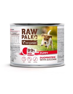 Nassfutter VETEXPERT RAW PALEO Duoprotein Beef & Rabbit Puppy Rind und Kalbfleisch 200 g