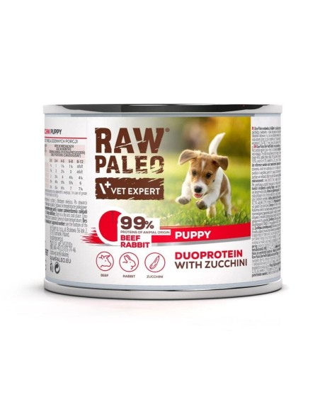 Nassfutter VETEXPERT RAW PALEO Duoprotein Beef & Rabbit Puppy Rind und Kalbfleisch 200 g