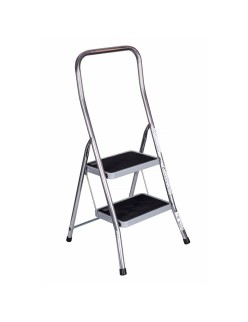 Escalera plegable de 2 peldaños Krause 130860 Gris Plateado Negro/Azul Aluminio