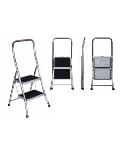 Scala Pieghevole a 2 Scalini Krause 130860 Grigio Argentato Nero/Blu Alluminio