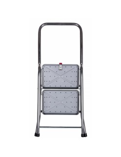 Scala Pieghevole a 2 Scalini Krause 130860 Grigio Argentato Nero/Blu Alluminio