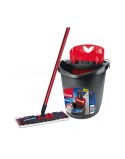 Esfregona com Balde de Ação Dupla Vileda Ultramax Mop Set Preto Vermelho Microfibras