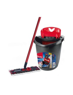 Esfregona com Balde de Ação Dupla Vileda Ultramax Mop Set Preto Vermelho Microfibras