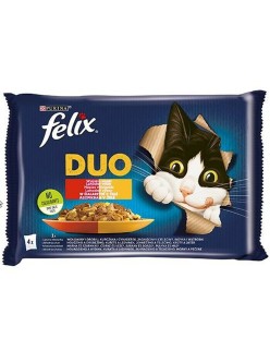 Aliments pour chat Purina Duo Poulet Veau Agneau Foie Oiseaux 4 x 85 g