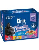Aliments pour chat Brit Pouches Family Plate Poulet Dinde Veau Morue 12 x 100 g