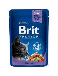 Katzenfutter Brit Pouches Family Plate Huhn Truthahn Rindfleisch Kabeljau 12 x 100 g