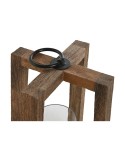 Castiçais Home ESPRIT Castanho Natural Cristal Madeira de mangueira 25 x 25 x 35 cm