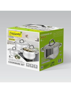 Frigideira Feel Maestro MR-3522-6M Prateado Aço Aço inoxidável Plástico Ø 24 cm Ø 20 cm Ø 16 cm