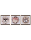 Tela Home ESPRIT Branco Natural Infantil animais 30 x 2,6 x 30 cm (3 Unidades)