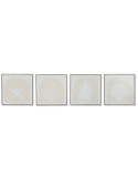 Cuadro Home ESPRIT Blanco Crema Mediterráneo 40 x 3 x 40 cm (4 Unidades)