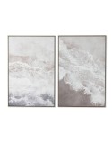 Cuadro Home ESPRIT Blanco Beige Purpurina Mediterráneo 60 x 3 x 90 cm (2 Unidades)