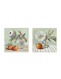 Quadro Home ESPRIT Giallo Bianco Rosso Verde Cottage 83 x 4,5 x 83 cm (2 Unità)