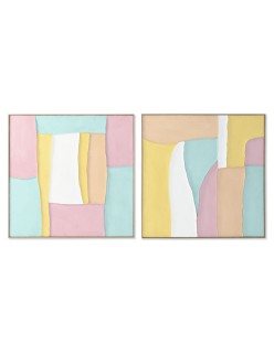 Bild Home ESPRIT Weiß Rosa türkis abstrakt Urban 102 x 4,5 x 102 cm (2 Stück)