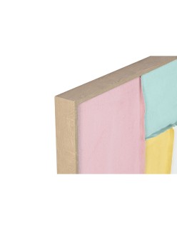 Cuadro Home ESPRIT Blanco Rosa Turquesa Abstracto Urbano 102 x 4,5 x 102 cm (2 Unidades)