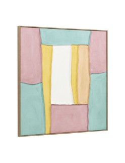 Cuadro Home ESPRIT Blanco Rosa Turquesa Abstracto Urbano 102 x 4,5 x 102 cm (2 Unidades)