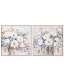 Cuadro Home ESPRIT Azul Blanco Beige Romántico Florero 60 x 3,5 x 60 cm (2 Unidades)