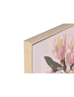 Cuadro Home ESPRIT Amarillo Verde Rosa Shabby Chic Florero 83 x 4,5 x 83 cm (2 Unidades)