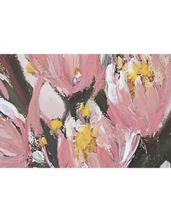 Cuadro Home ESPRIT Amarillo Verde Rosa Shabby Chic Florero 83 x 4,5 x 83 cm (2 Unidades)