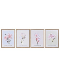 Cuadro Home ESPRIT Flores Shabby Chic 30 x 1,8 x 40 cm (4 Unidades)