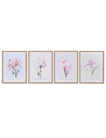 Cuadro Home ESPRIT Flores Shabby Chic 30 x 1,8 x 40 cm (4 Unidades)