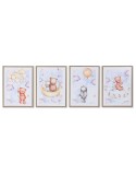 Cuadro Home ESPRIT Azul Marrón Infantil 30 x 2 x 40 cm (4 Unidades)