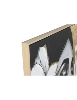 Quadro Home ESPRIT Bianco Nero Grigio Dorato Donna (2 Unità)