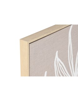 Cuadro Home ESPRIT Blanco Natural Hoja de planta Escandinavo 83 x 4,5 x 83 cm (2 Unidades)