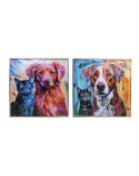 Cuadro Home ESPRIT Moderno Perro 80 x 3,5 x 80 cm (2 Unidades)