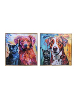 Cuadro Home ESPRIT Moderno Perro 80 x 3,5 x 80 cm (2 Unidades)