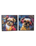 Cuadro Home ESPRIT Moderno Perro 50 x 3,5 x 50 cm (2 Unidades)