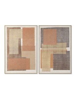 Cuadro Home ESPRIT Marrón Beige Naranja Natural Abstracto Urbano (2 Unidades)