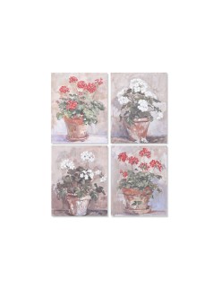 Cuadro Home ESPRIT Blanco Marrón Rojo Cottage 40 x 3 x 50 cm (4 Unidades)