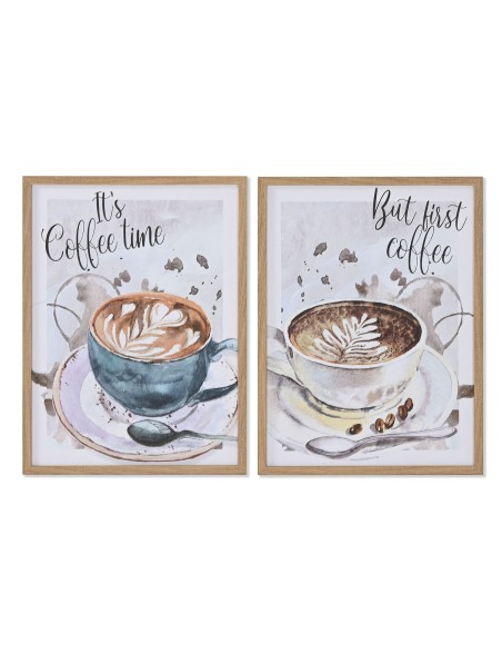Pintura Home ESPRIT Castanho Cinzento Vintage 30 x 1,8 x 40 cm (2 Unidades)