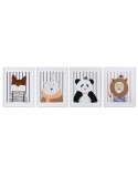 Cuadro Home ESPRIT Blanco Gris Infantil Animales 40 x 1,8 x 50 cm (4 Unidades)