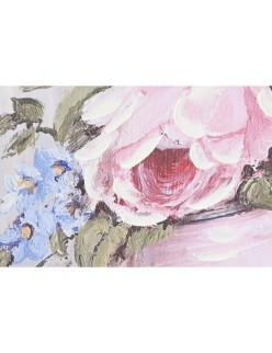 Cuadro Home ESPRIT Verde Rosa Rosas Romántico 60 x 3 x 60 cm (4 Unidades)