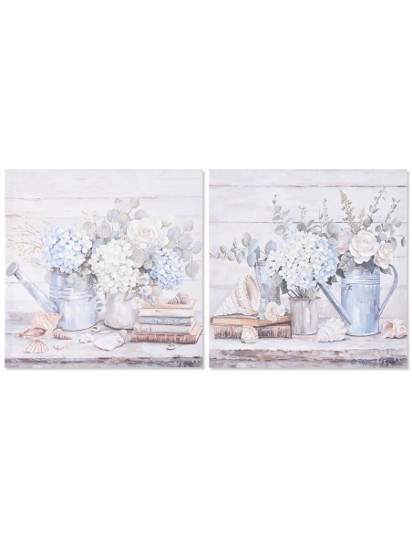 Bild Home ESPRIT Blau Grau Shabby Chic Hortensie 60 x 3 x 60 cm (2 Stück)