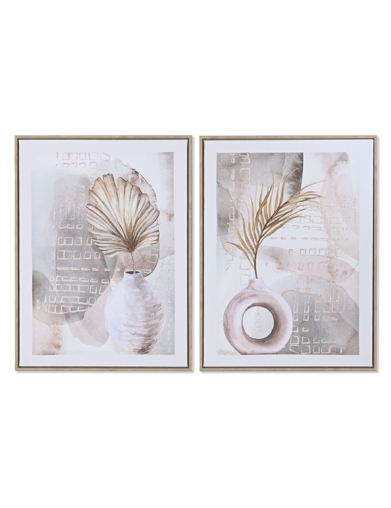 Quadro Home ESPRIT Bianco Grigio Vaso Scandinavo 45 x 2,5 x 60 cm (2 Unità)