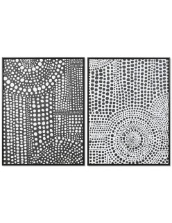 Cuadro Home ESPRIT Blanco Negro Abstracto Moderno Lacado 60 x 3,5 x 80 cm (2 Unidades)