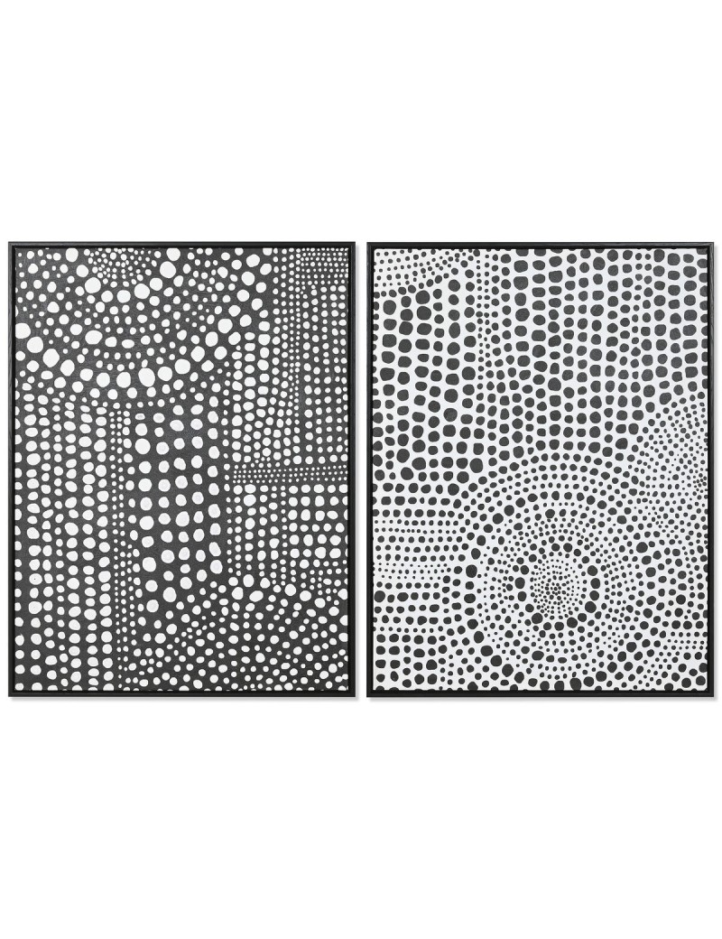 Cuadro Home ESPRIT Blanco Negro Abstracto Moderno Lacado 60 x 3,5 x 80 cm (2 Unidades)
