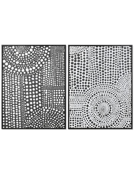 Cuadro Home ESPRIT Blanco Negro Abstracto Moderno Lacado 60 x 3,5 x 80 cm (2 Unidades)