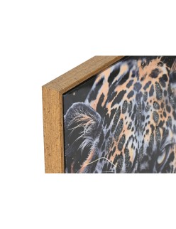 Cuadro Home ESPRIT Negro Dorado Leopardo Colonial Lacado 50 x 3,5 x 70 cm (2 Unidades)