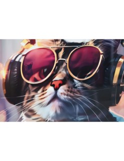 Cuadro Home ESPRIT Moderno Gato 50 x 3,5 x 50 cm (2 Unidades)