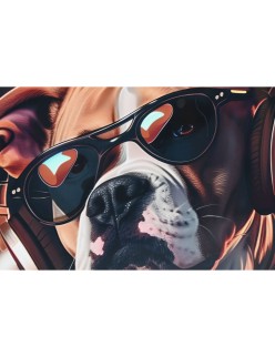 Quadro Home ESPRIT Azzurro Marrone Rosso Moderno Cane 50 x 3,5 x 50 cm (2 Unità)